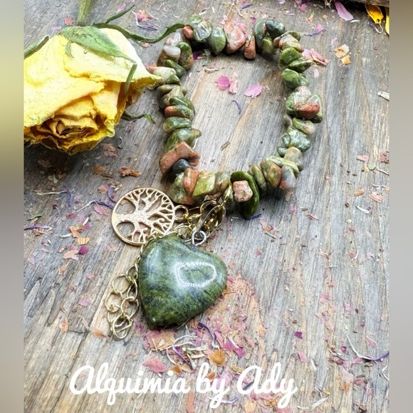 Unakite statement charms bracelet - Picture 1 of 2